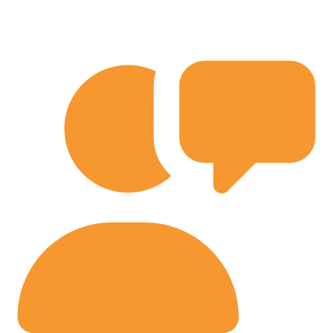 Person with chat bubble icon